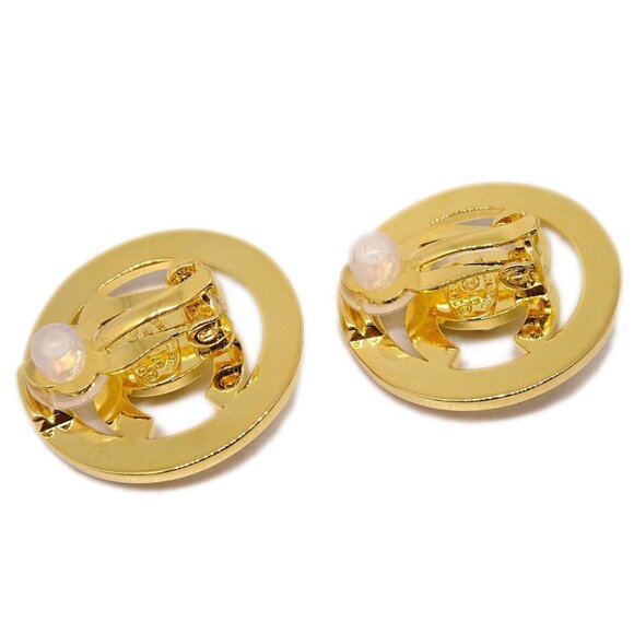 Chanel CC Turnlock Button Earrings Gold Clip-On 97P 161240 - Picture 3 of 4